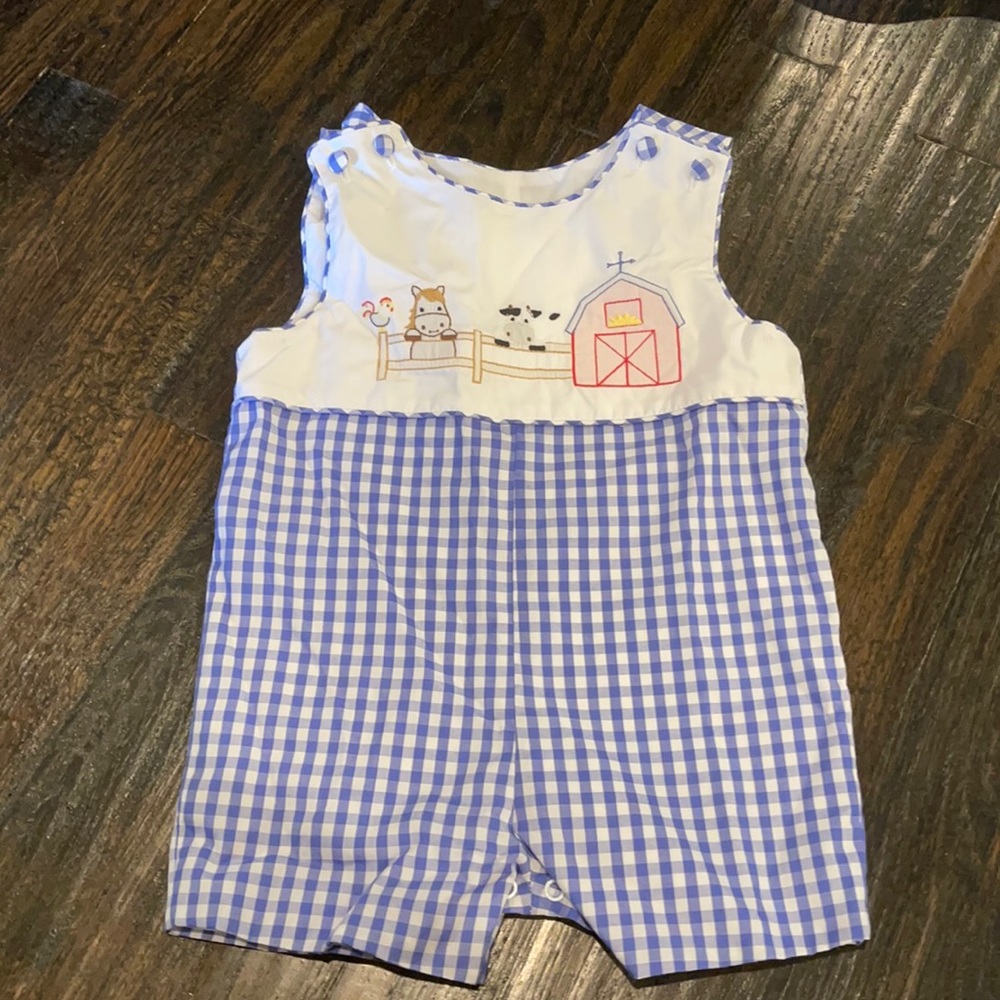 Zuccini 12 month  Farm boy overall onesie